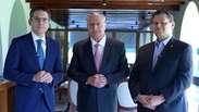 Após reunião, Alckmin, Alcolumbre e Motta dizem estar unidos por soberania