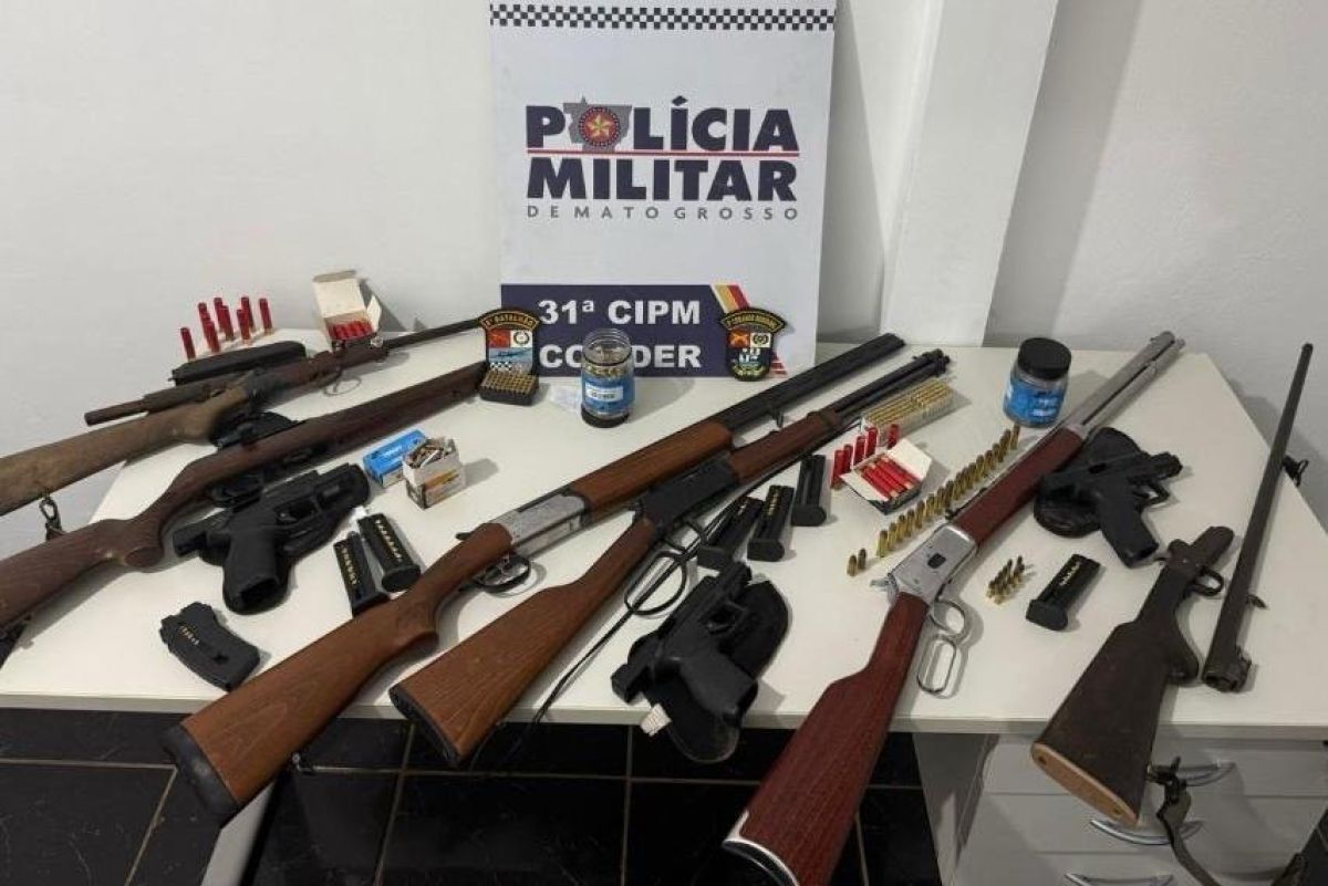 PM prende 5 homens e apreende nove armas em Colider