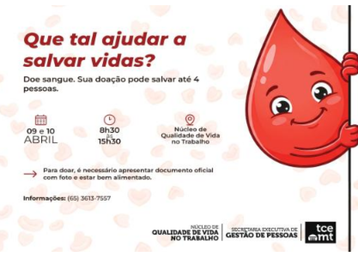 TCE-MT promove 1ª campanha de doação de sangue de 2026