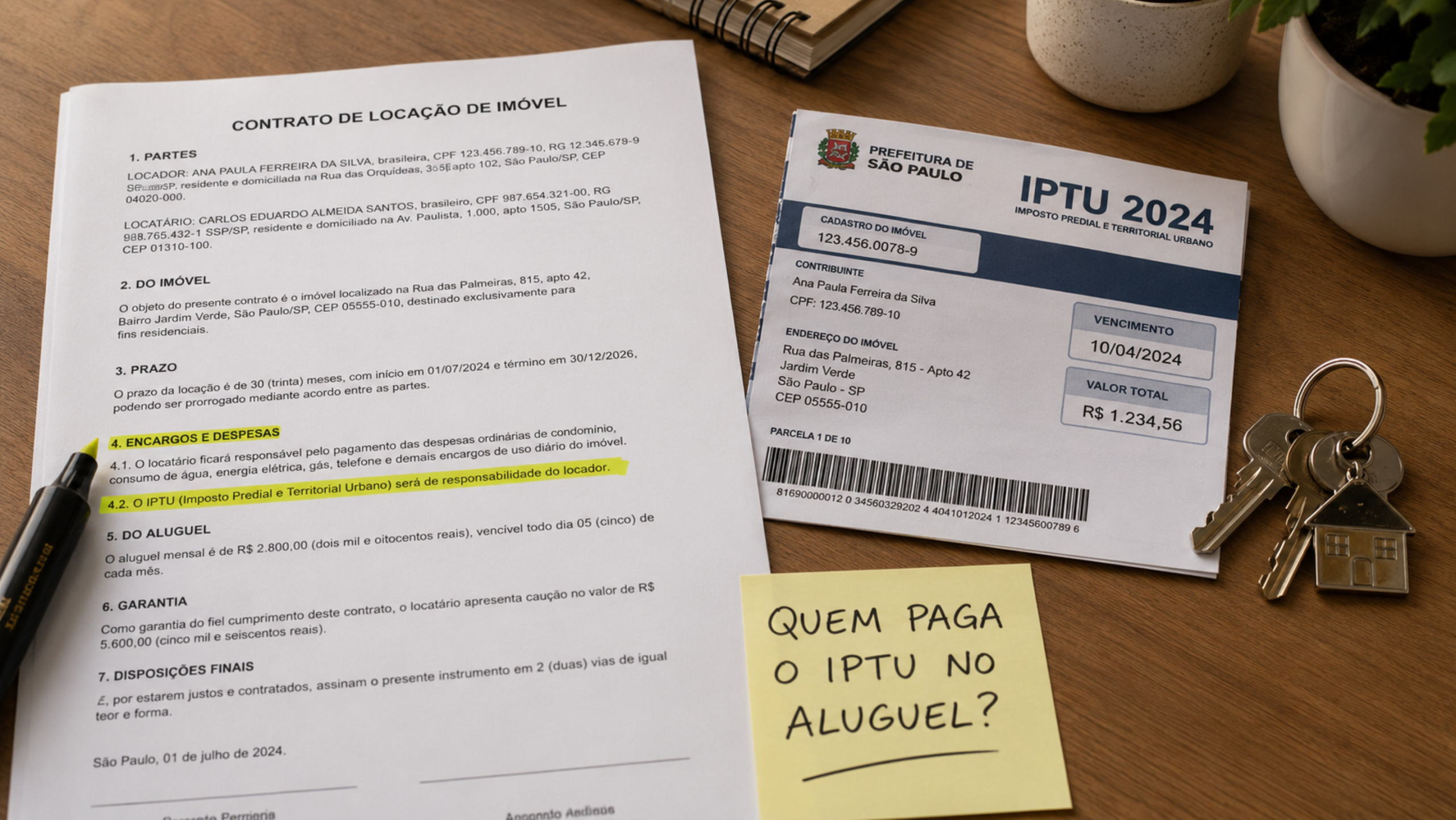 Quem paga o IPTU no imóvel alugado? A diferença que evita cobrança errada no aluguel