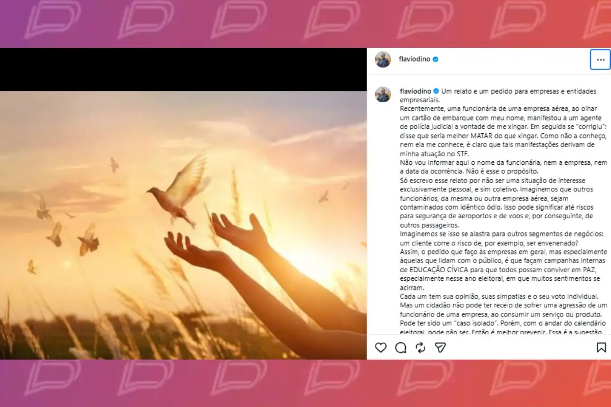 Postagem feita pelo magistrado em sua rede social. - Foto: Reprodução