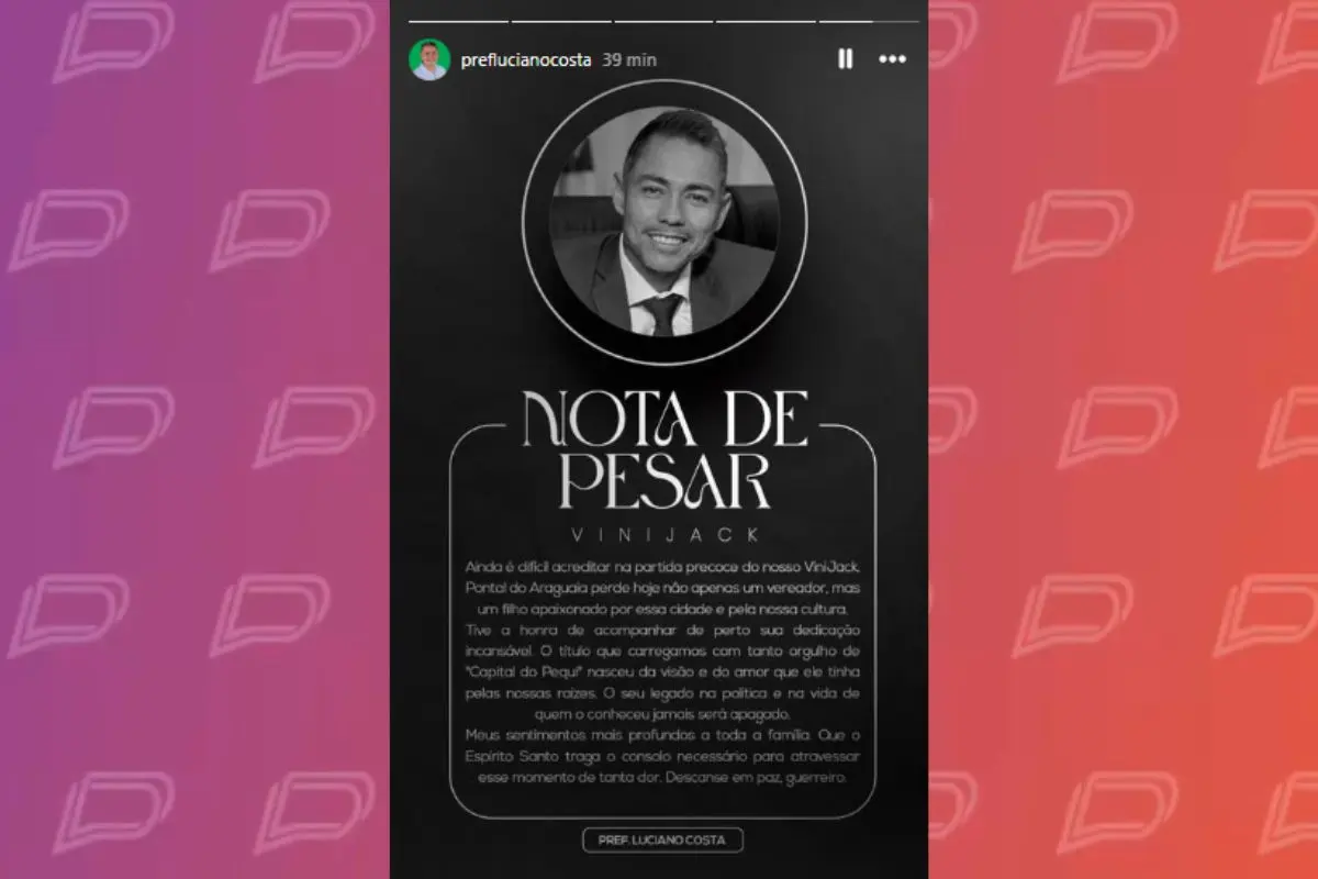 O prefeito emitiu nota se solidarizando com a família e amigos. 
