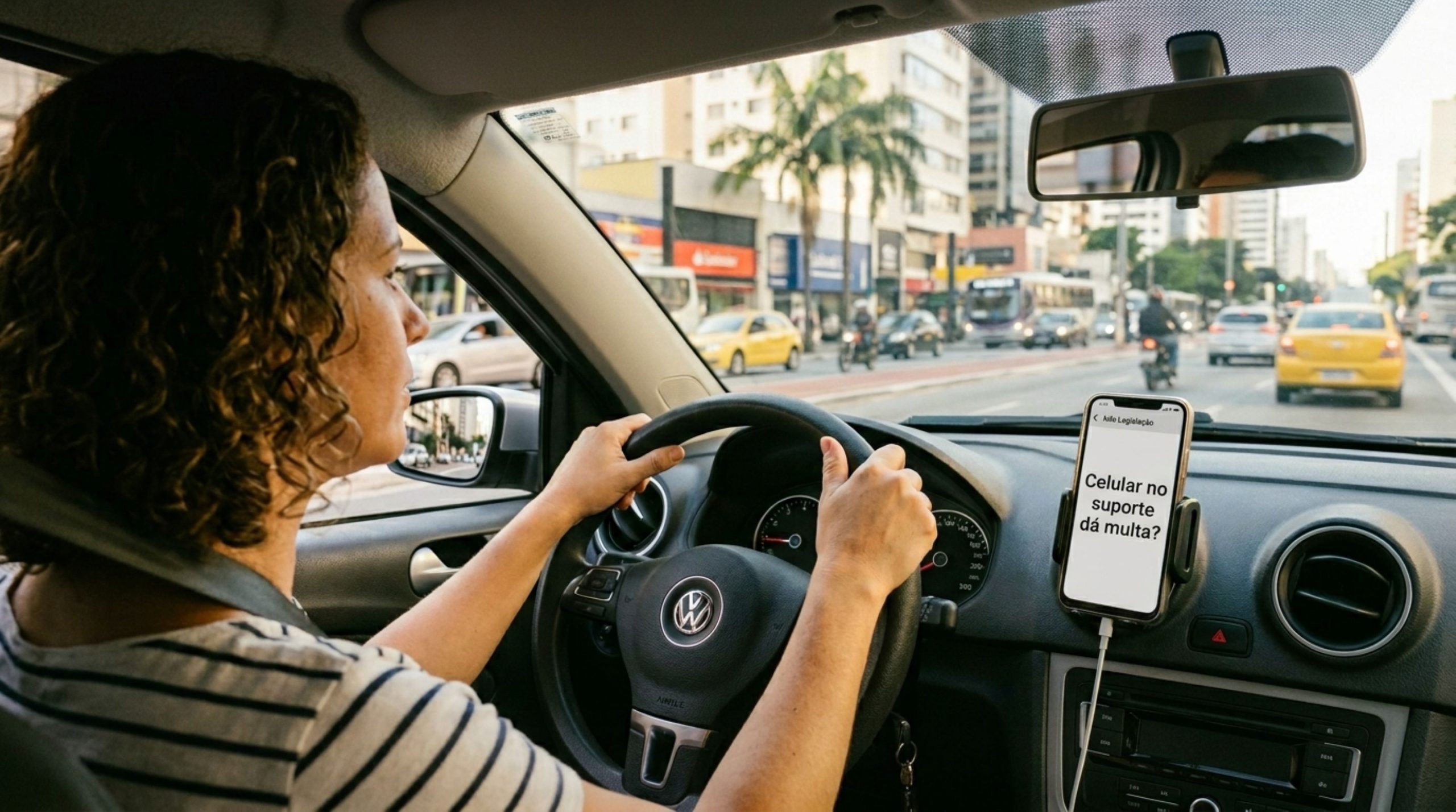 Motorista achava que estava seguro com o celular no suporte, mas lei surpreende e gera multa