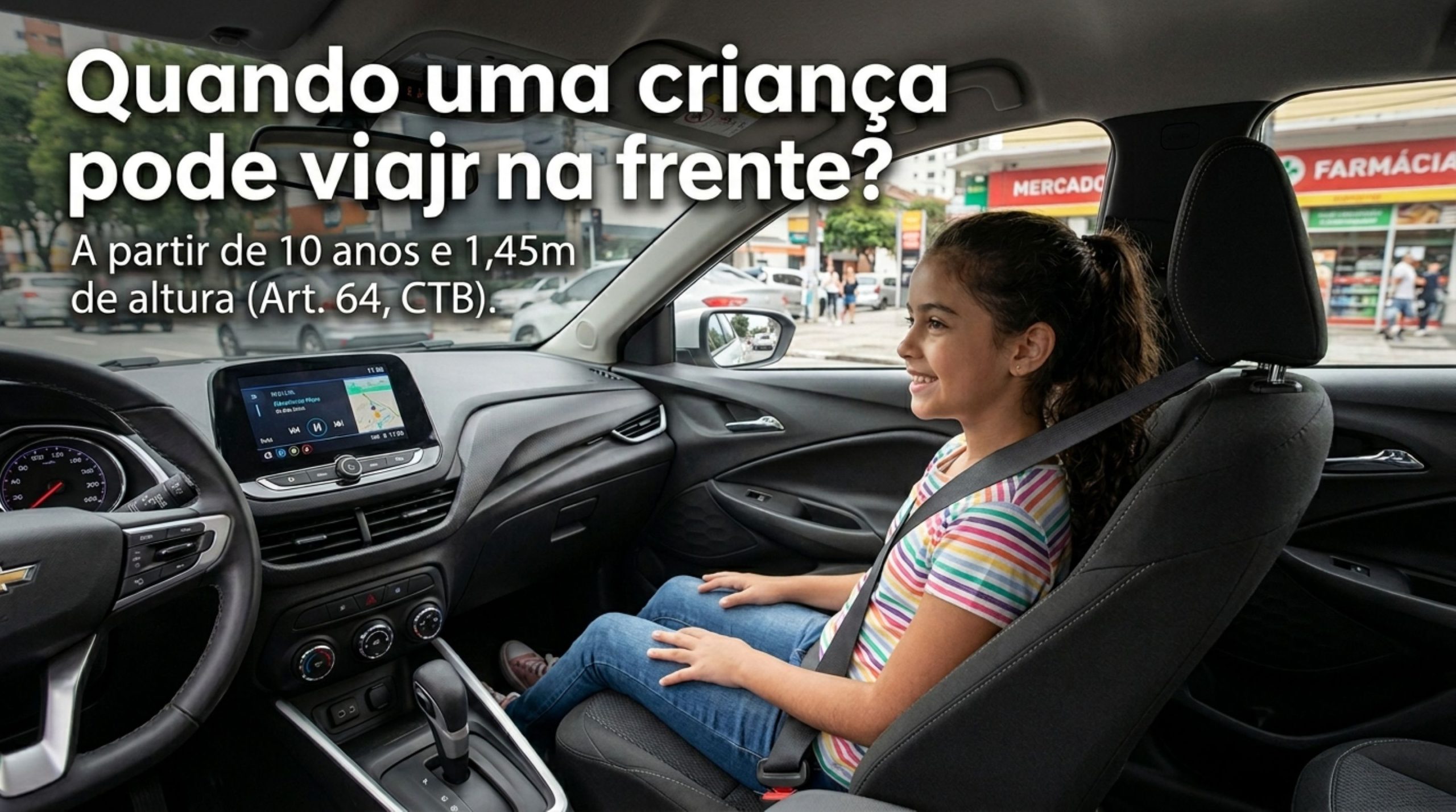 Sete pontos e multa de R$ 293,47: quando uma criança pode viajar no banco da frente?