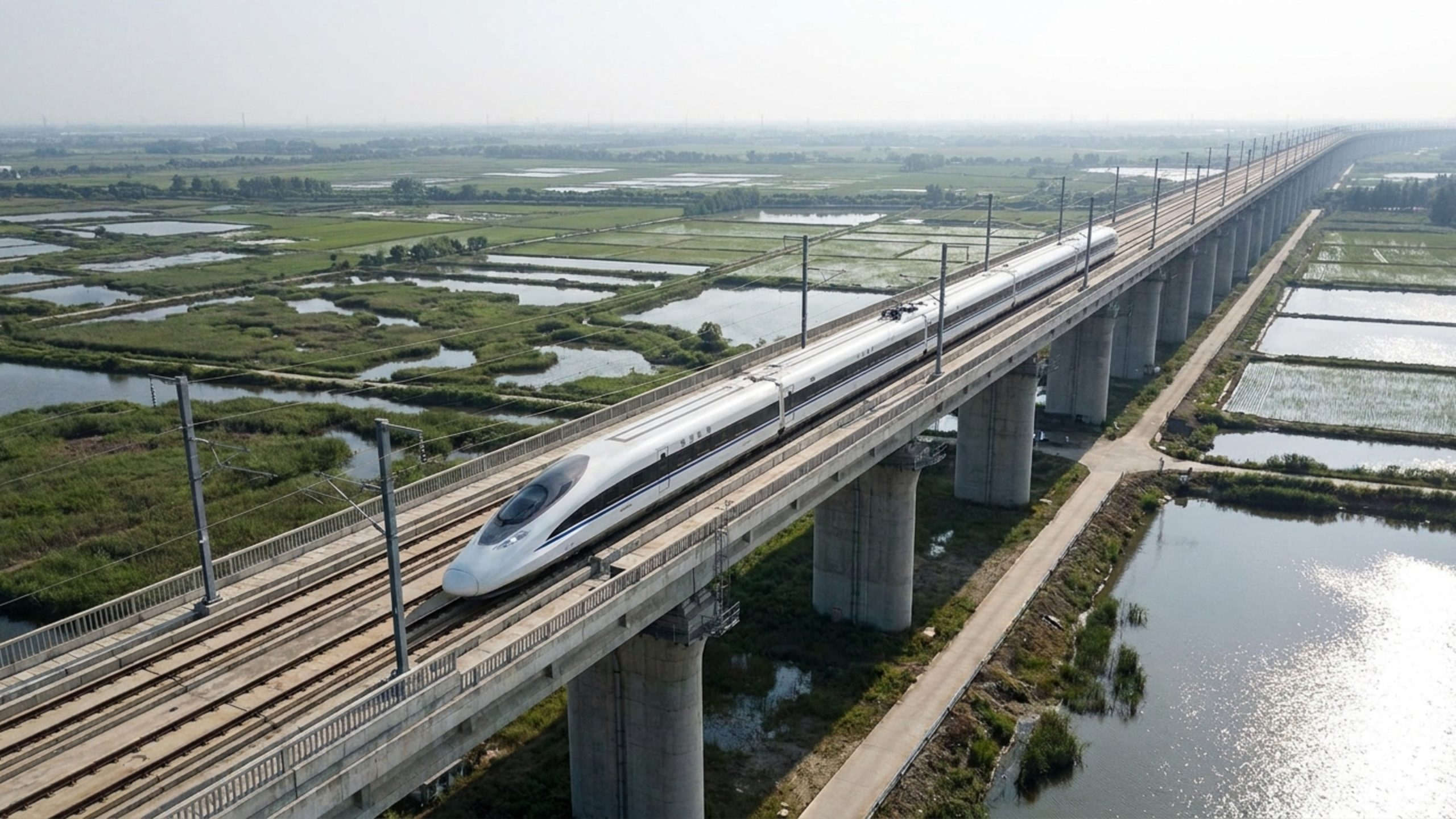 Erguida ao custo de 8,5 bilhões de dólares, a ponte de trem mais longa do planeta possui 164 quilômetros ininterruptos