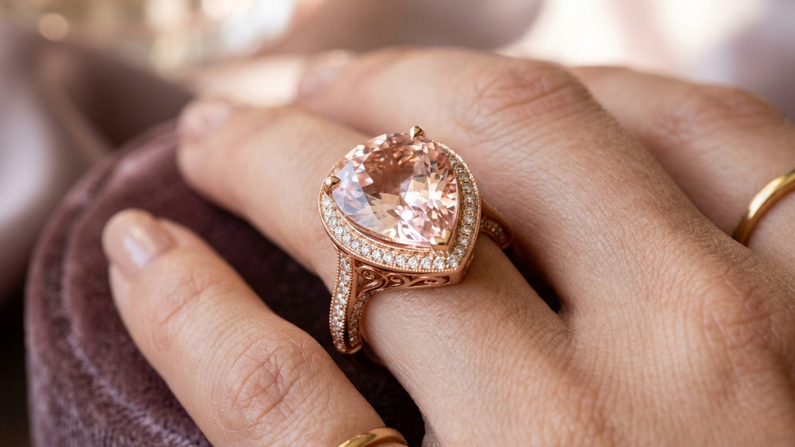Esqueça o quartzo rosa, pois este berilo de 1910 brilha com tons pastéis de pêssego sendo uma das gemas mais delicadas e cobiçadas