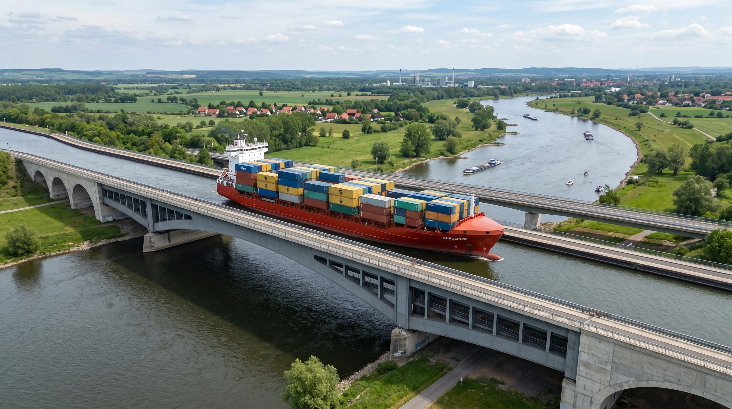 Onde navios navegam por cima de outros barcos: o maior aqueduto navegável do planeta cruza um rio inteiro desafiando a gravidade