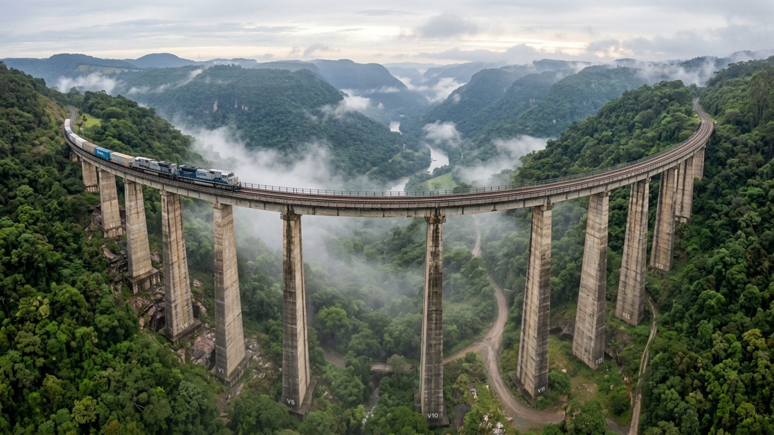Estendendo-se por 509 metros de comprimento e a 143 metros de altura, a estrutura ferroviária de 1978 é o maior viaduto de toda a América Latina
