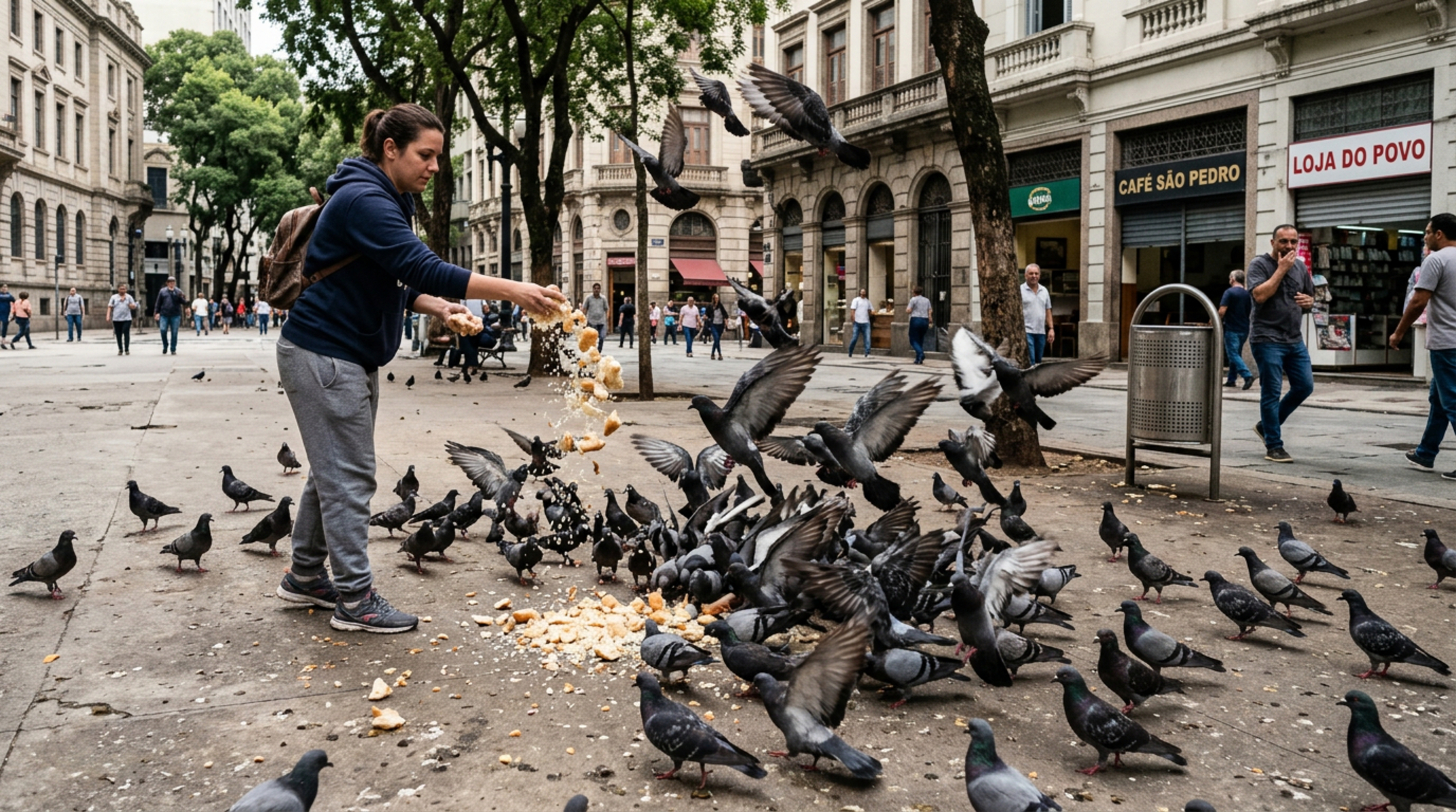 Alimentar pombos em praça pública vira infração e multa pode chegar quase R$ 40 mil em alguns lugares