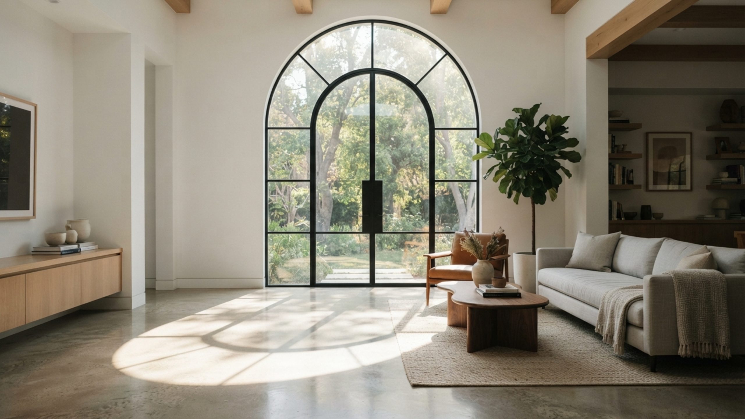 os caixilhos em arco de estilo retrô voltam para ampliar a iluminação natural