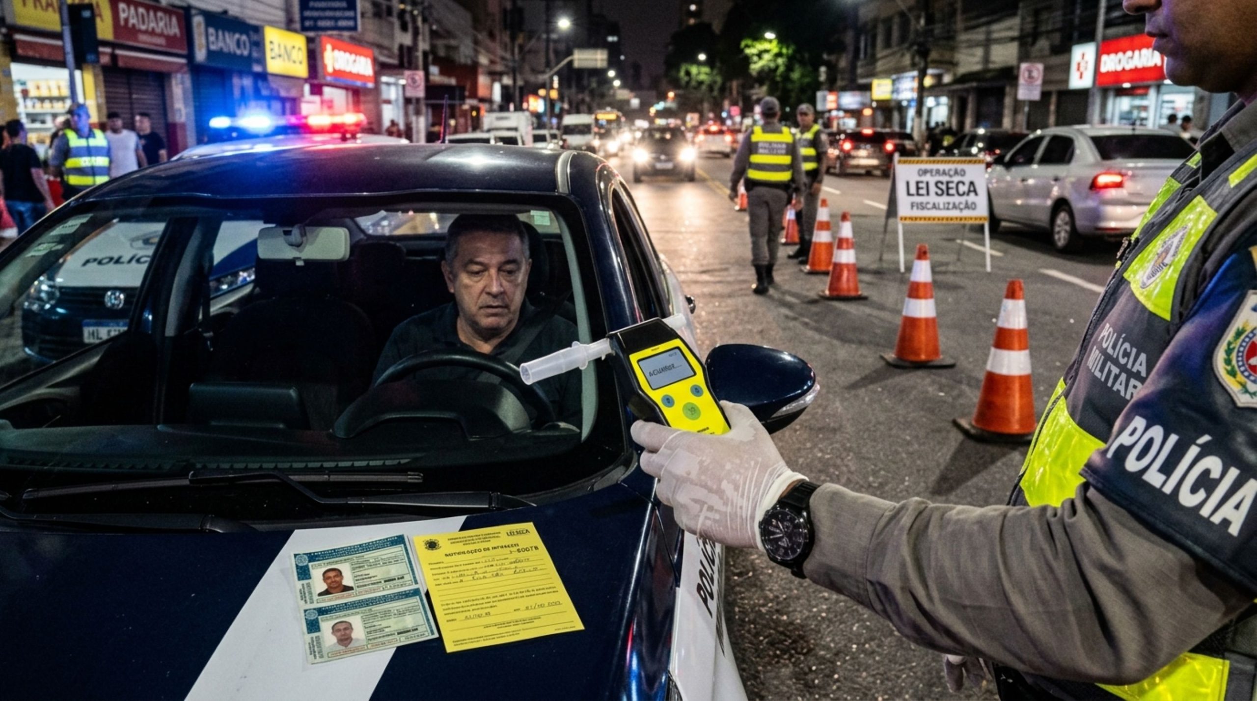 Motorista é multado após recusar o bafômetro, alega que não havia bebido e denuncia policial