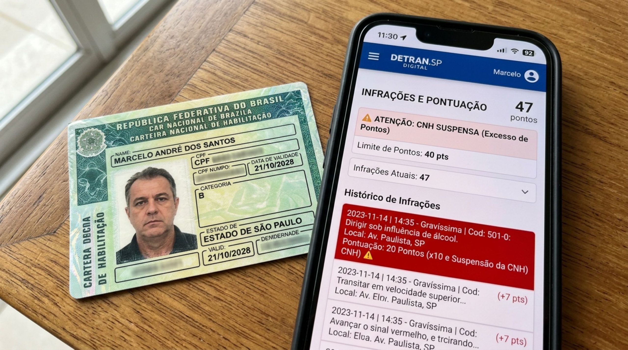 a contagem considera as infrações cometidas dentro de 12 meses