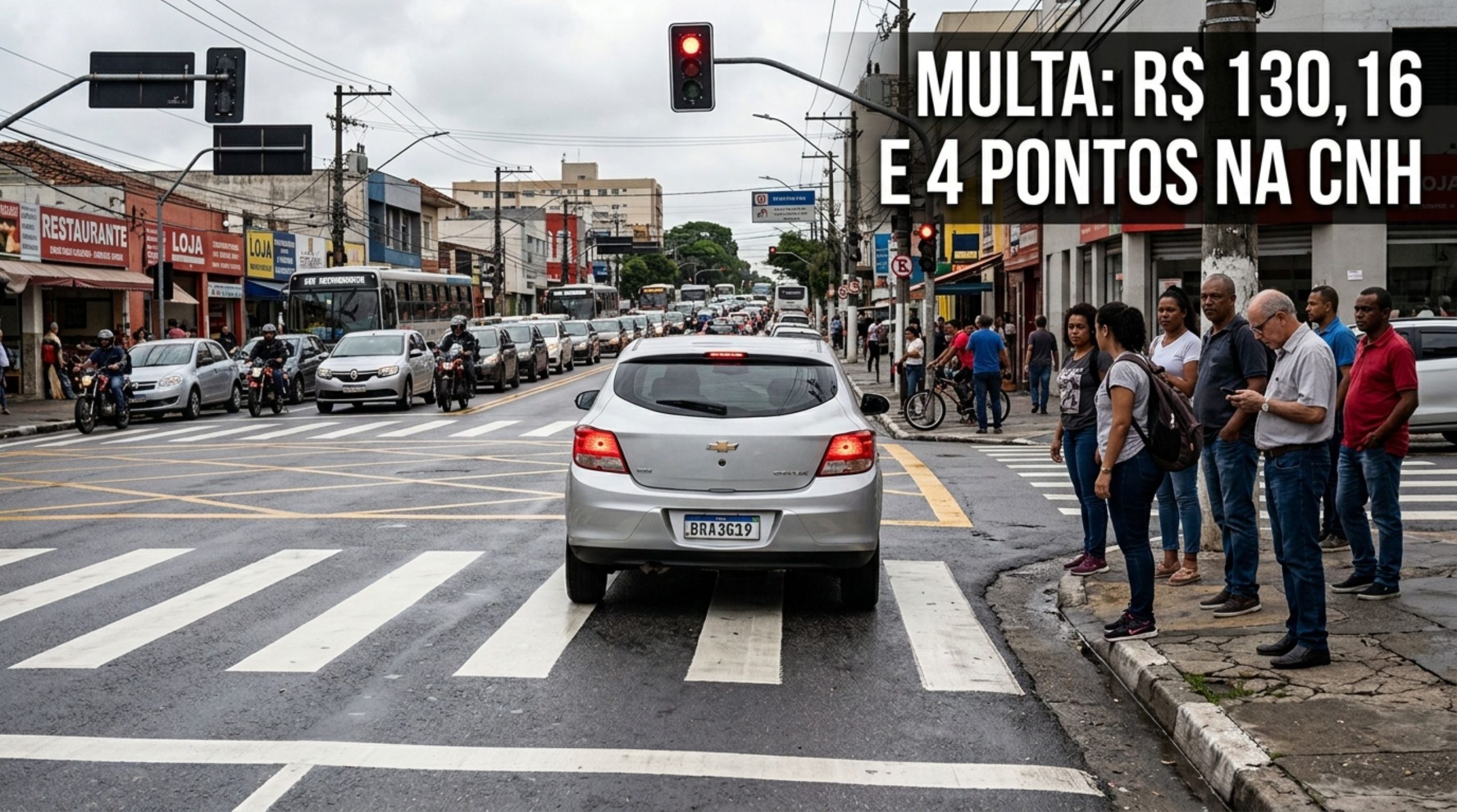 Motorista preso no engarrafamento para na faixa de pedestres, pois não existia mais espaço para avançar, mesmo com o sinal aberto: o que diz a lei?