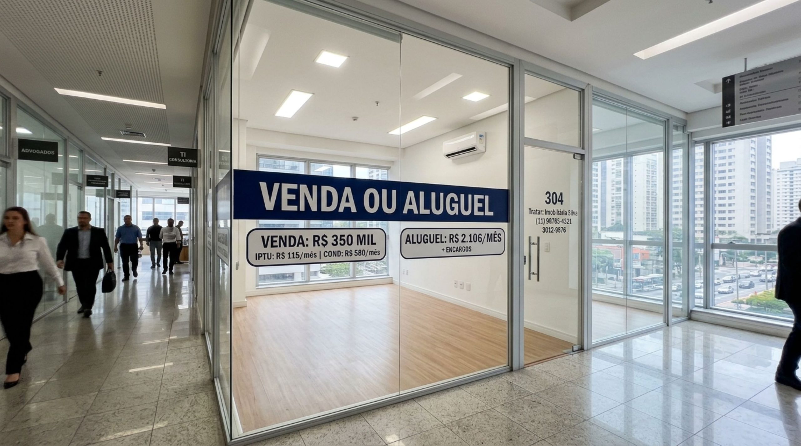 Quanto custa comprar ou alugar uma sala comercial de 40 m² nos principais centros de negócios do Brasil em 2026?