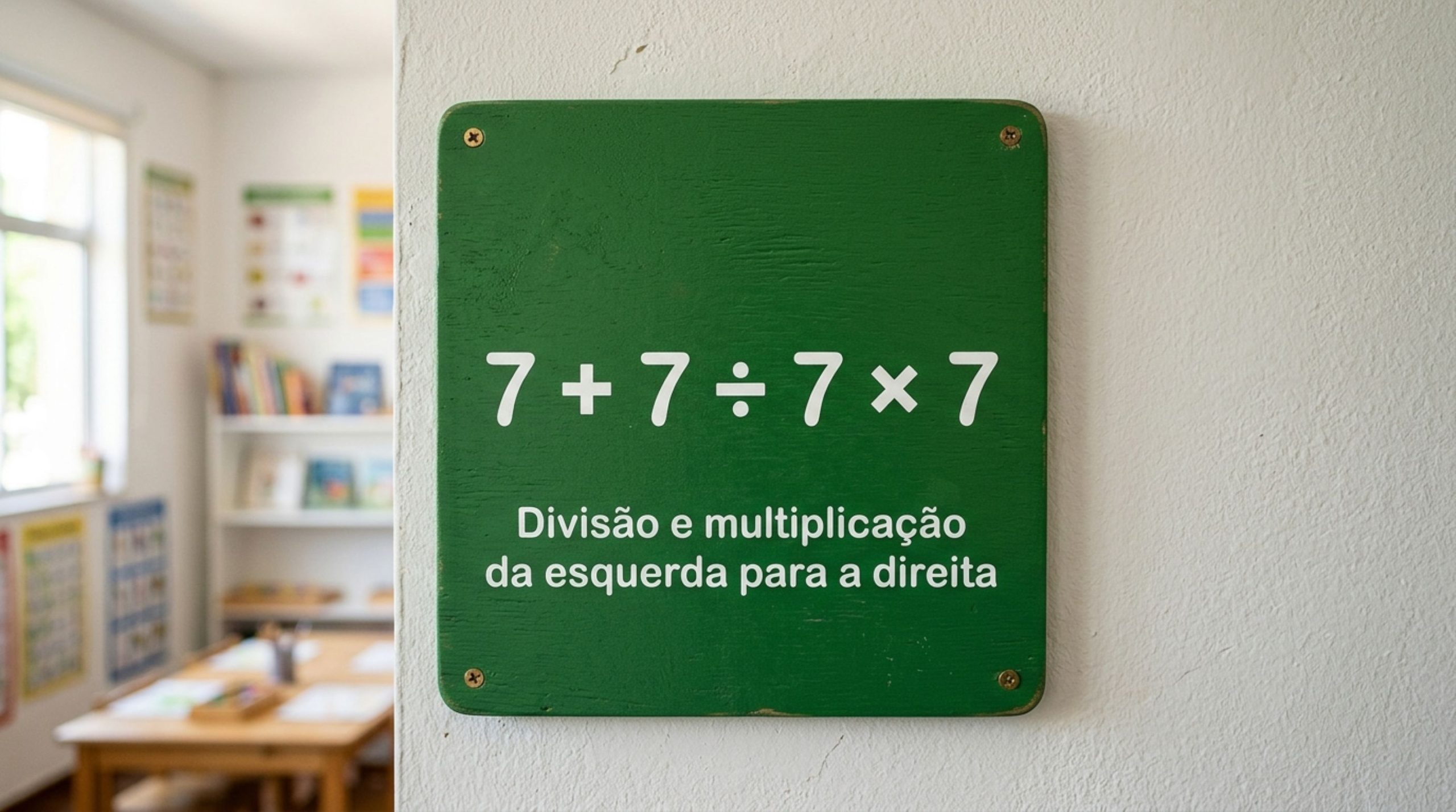 quanto é 7 + 7 ÷ 7 × 7?