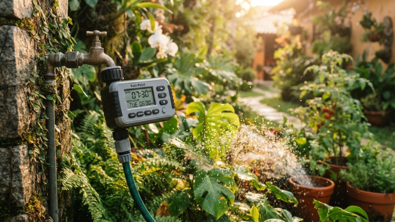 o temporizador de irrigação a pilha que você conecta na torneira em 5 minutos