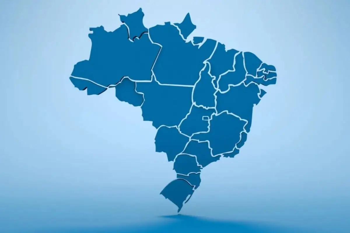 Mapa político do Brasil com a divisão dos estados e das regiões