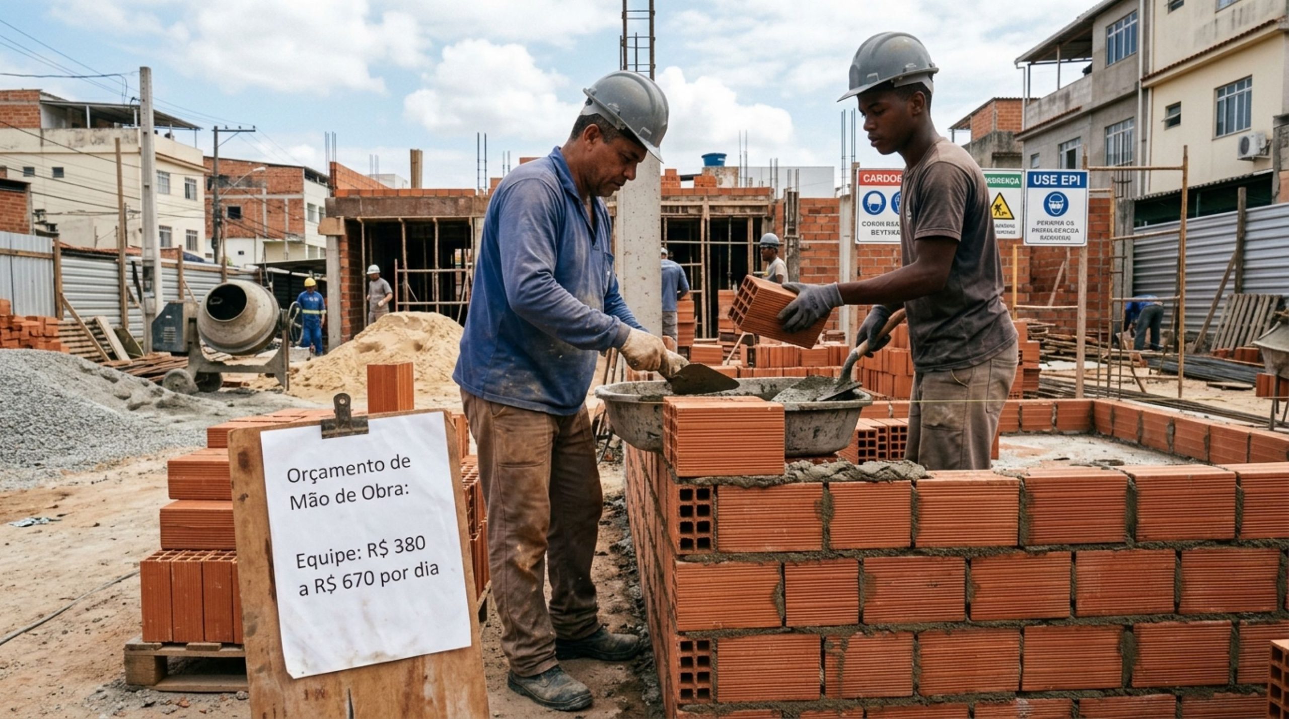 Quanto custa em média a diária de um pedreiro e ajudante em 2026? Compare diárias e orçamento
