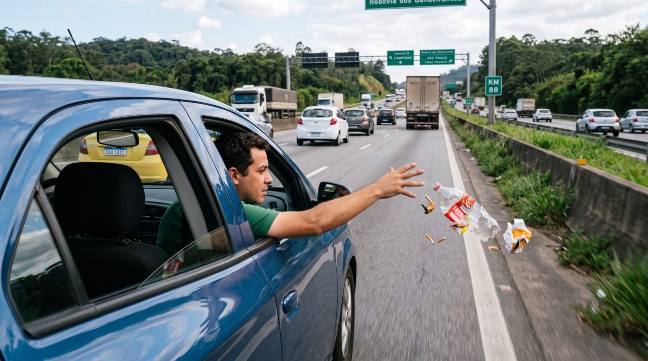 Jogar lixo pela janela do carro na rodovia: o que diz o CTB?