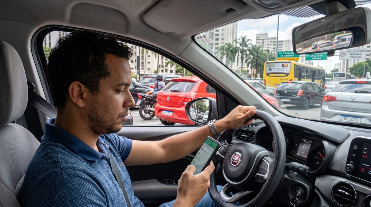 Usar o celular enquanto o carro está parado no semáforo vermelho rende multa?