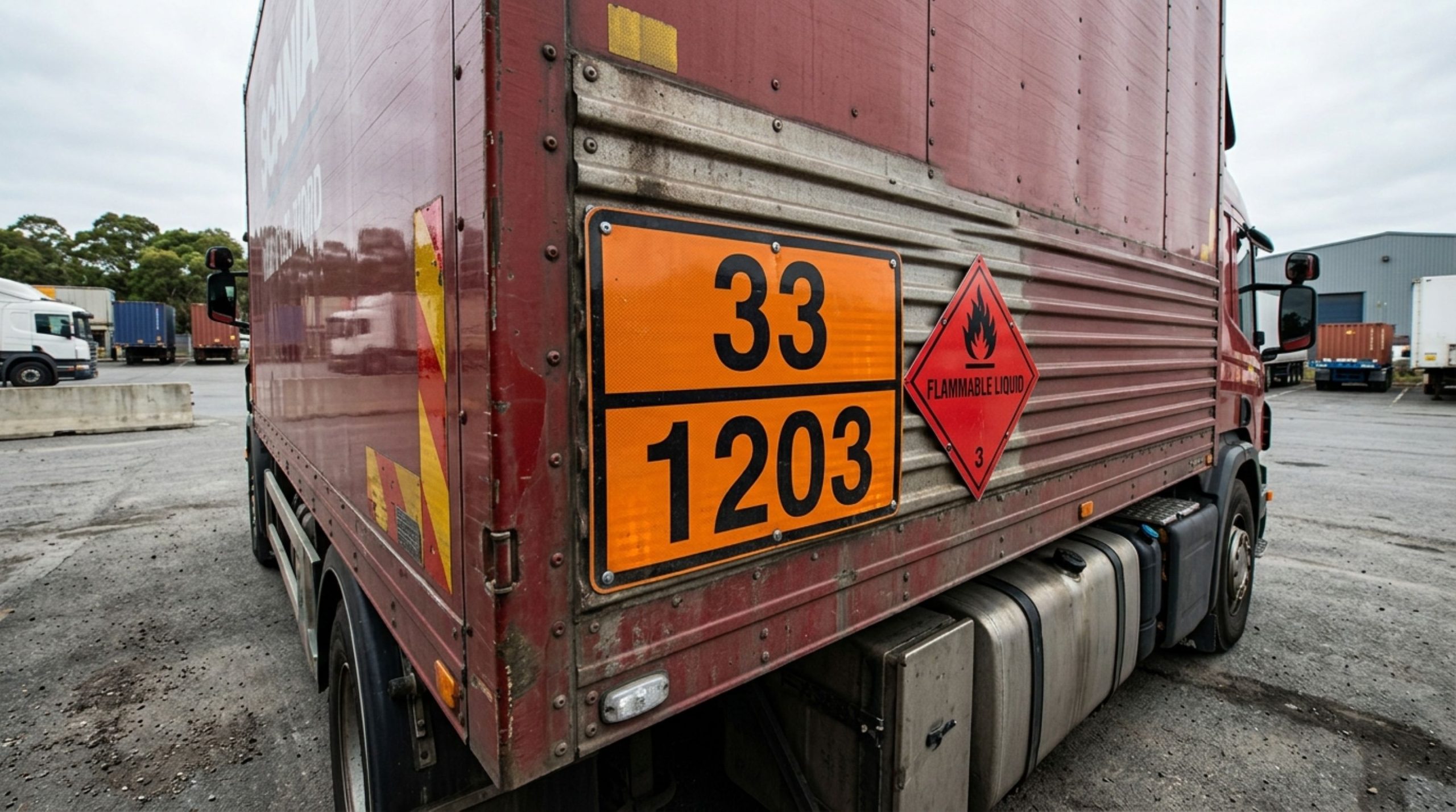 O que significa ver uma placa laranja presa em um caminhão na estrada?