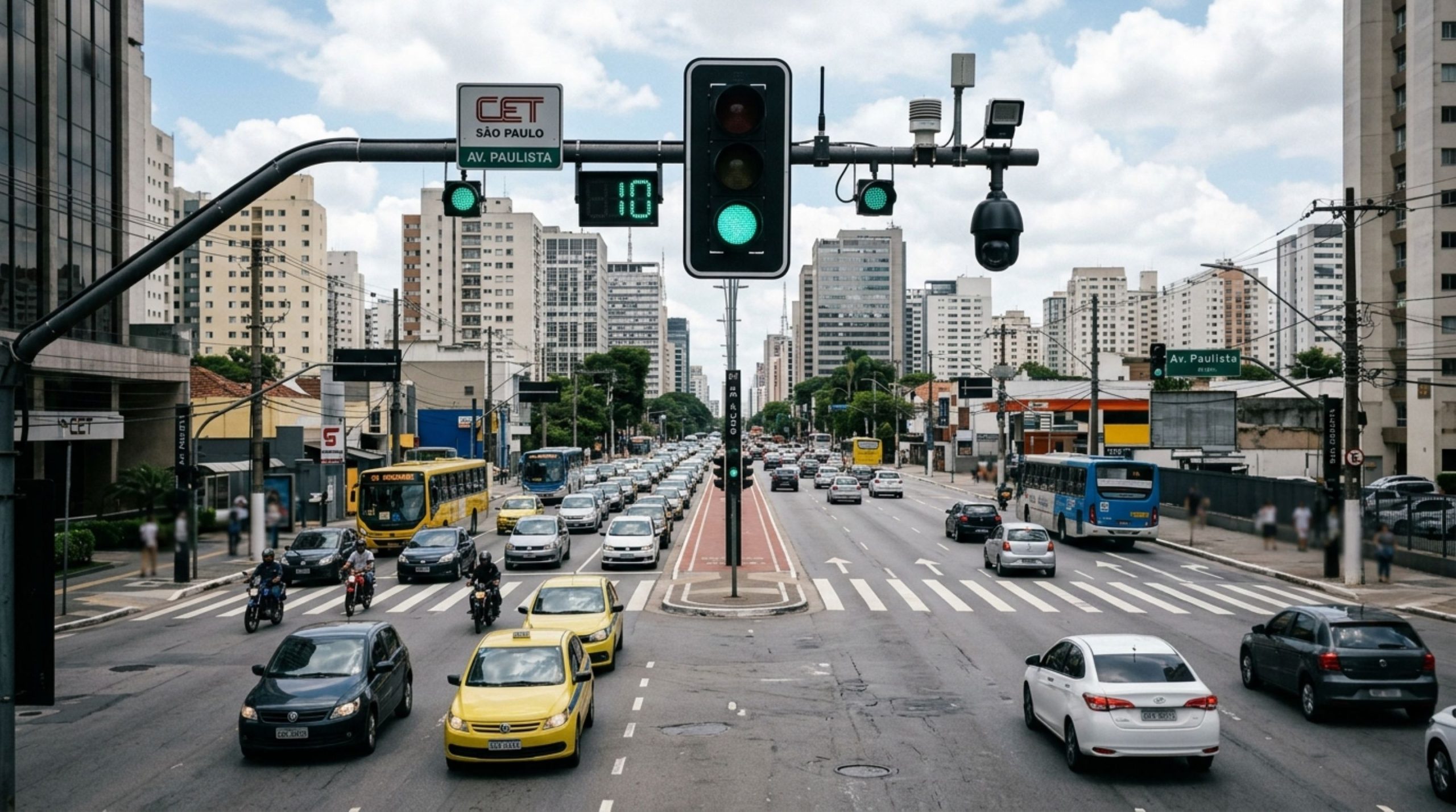 semáforos inteligentes ajustam os sinais em tempo real no trânsito e ajudam a diminuir o engarrafamento