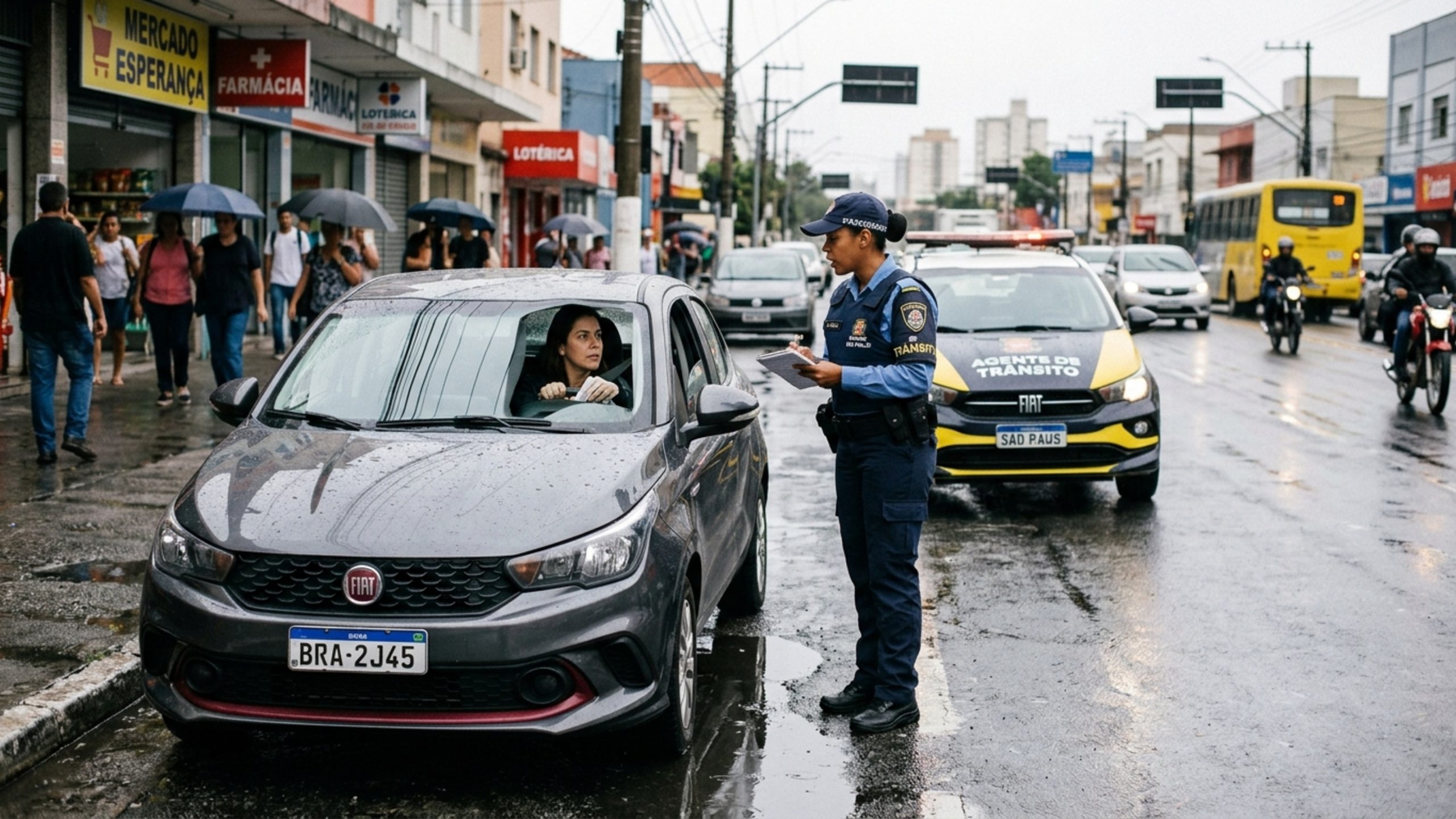 Motorista passa em poça d’água e molha pedestre e acaba multado em R$ 130,16