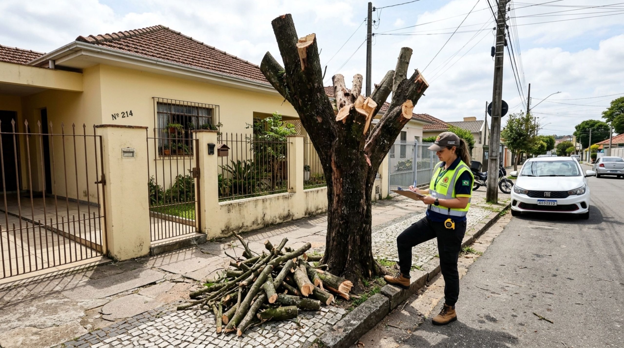 Morador poda árvore da calçada para liberar a frente da casa e pode receber multa de até R$ 17 mil