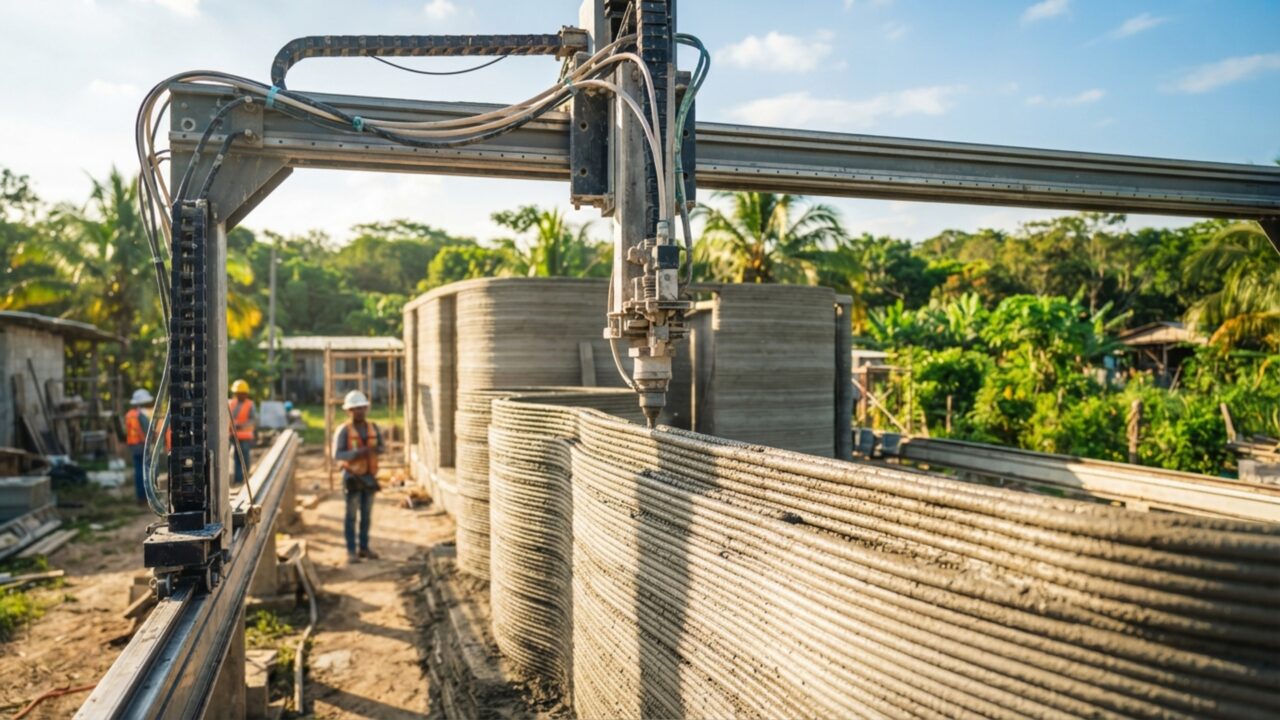 Primeira vila do mundo impressa em 3D no México ergue casas de 50 m² em um dia, com o objetivo de abrigar famílias que vivem em situação de extrema pobreza