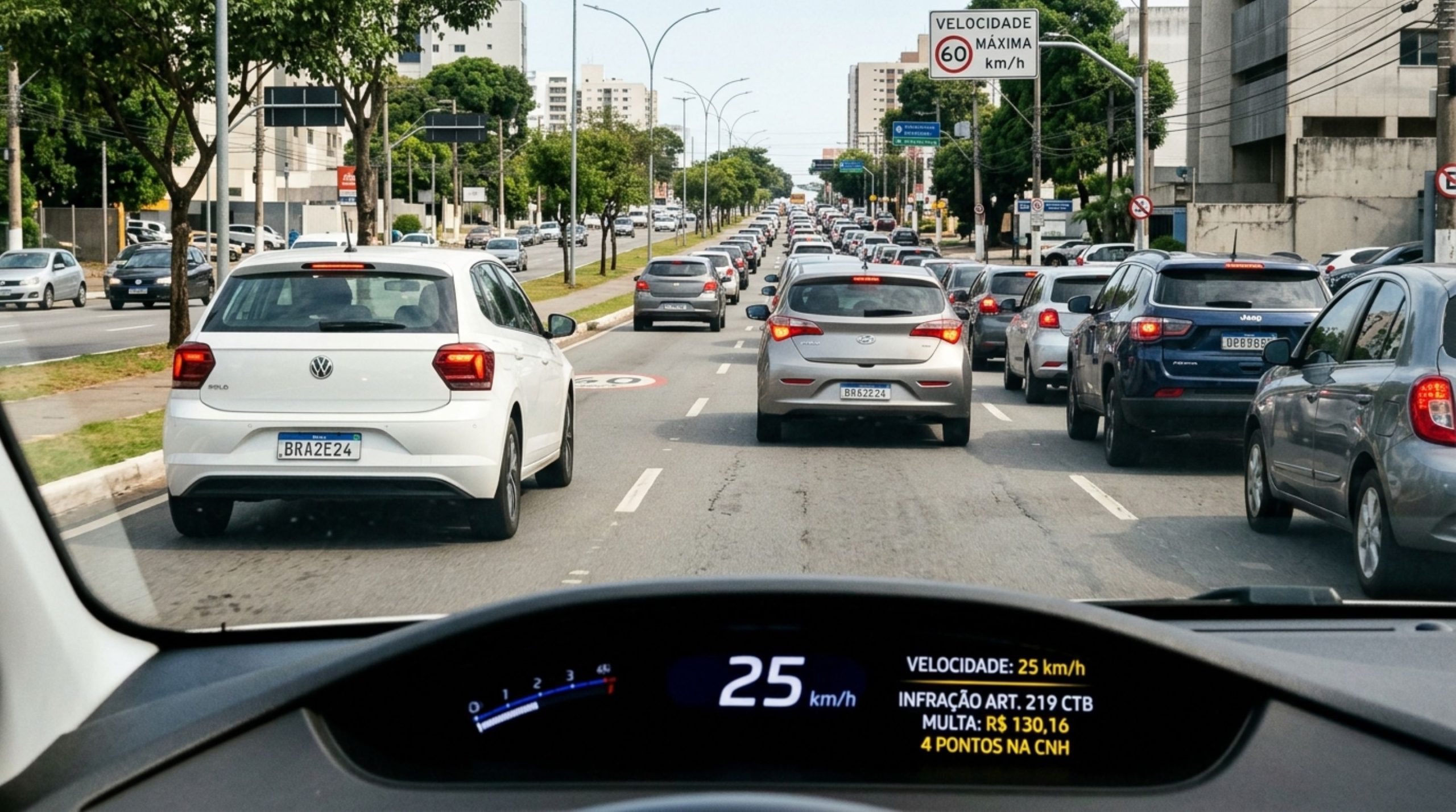 Motorista tenta dirigir com cautela, mas velocidade muito baixa gera multa e questiona o agente de trânsito