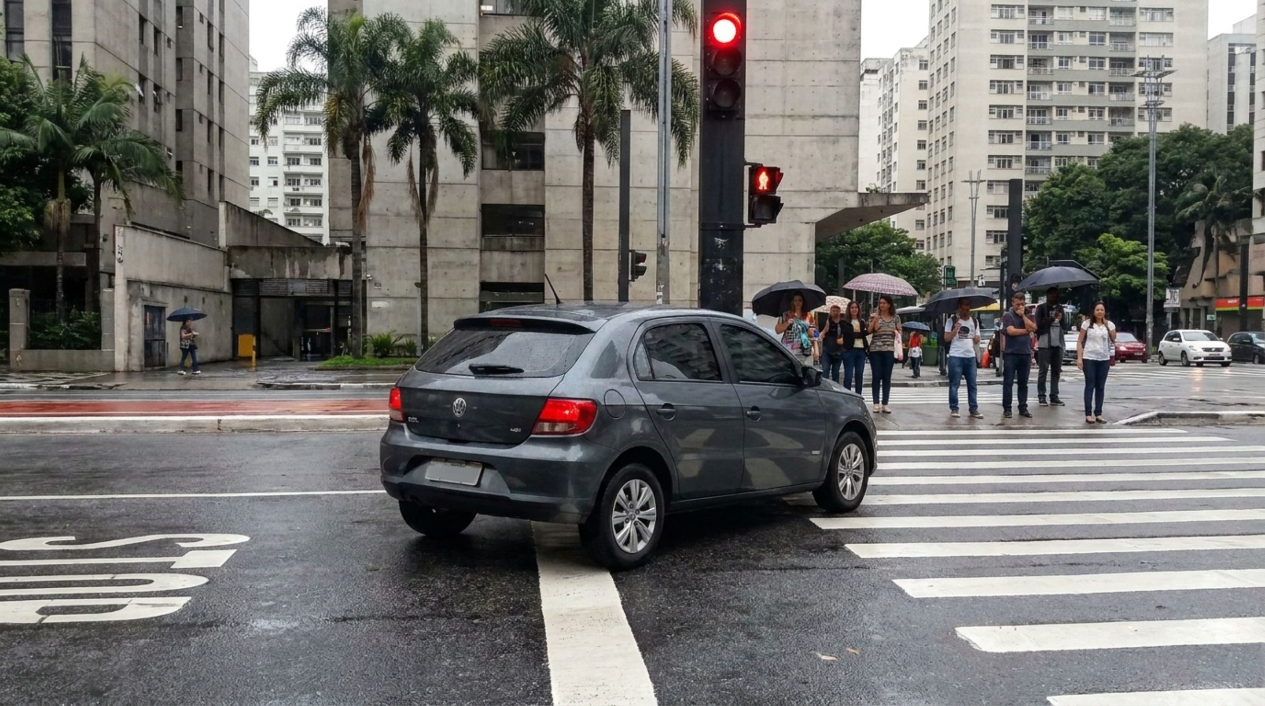 Motorista é multado por avançar alguns centímetros e parar sobre a faixa de pedestres e descobre que até a mudança do semáforo tem regra própria