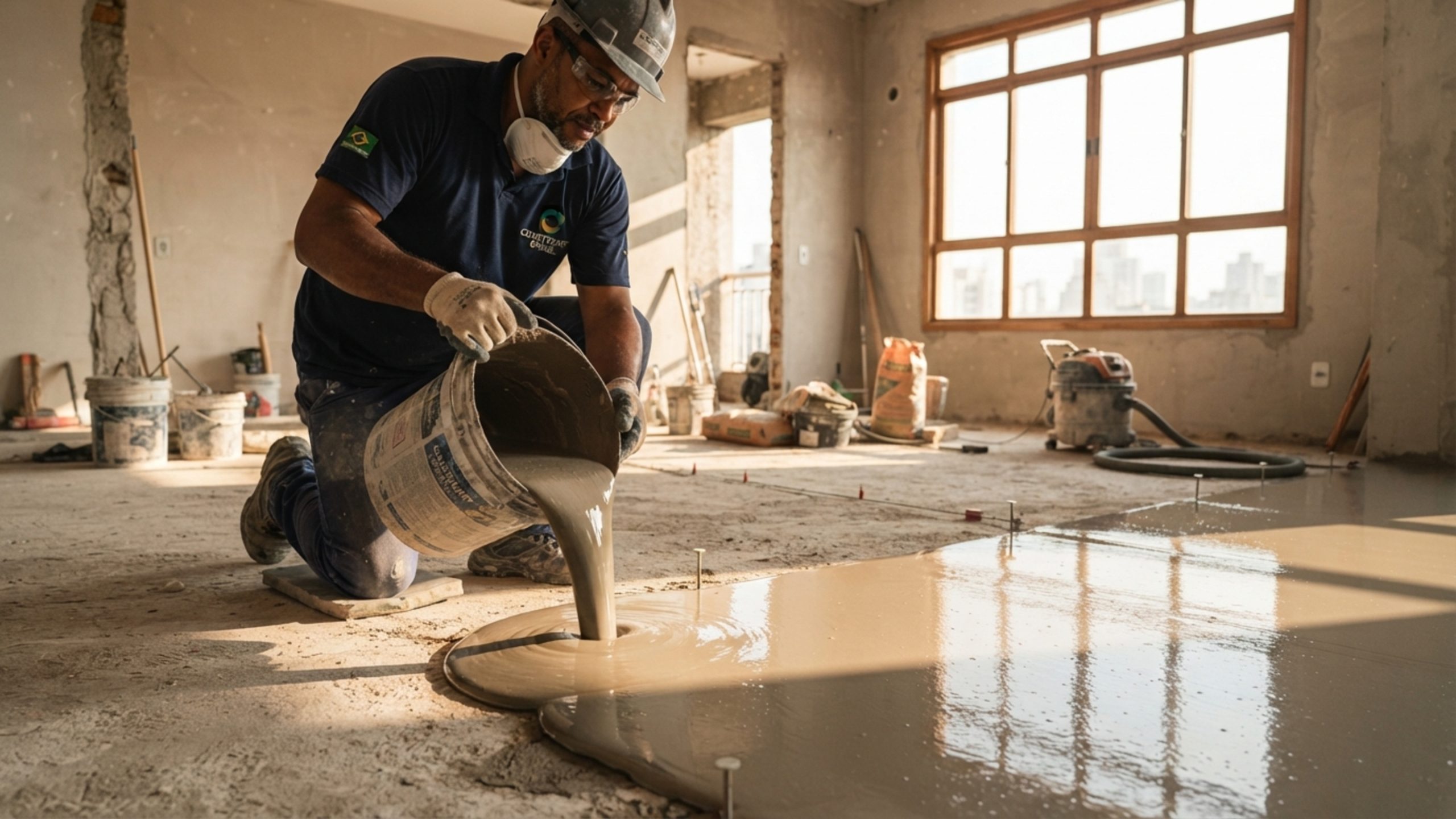 a argamassa autonivelante inteligente que prepara o chão para o piso vinílico em apenas 2 horas sem fazer sujeira