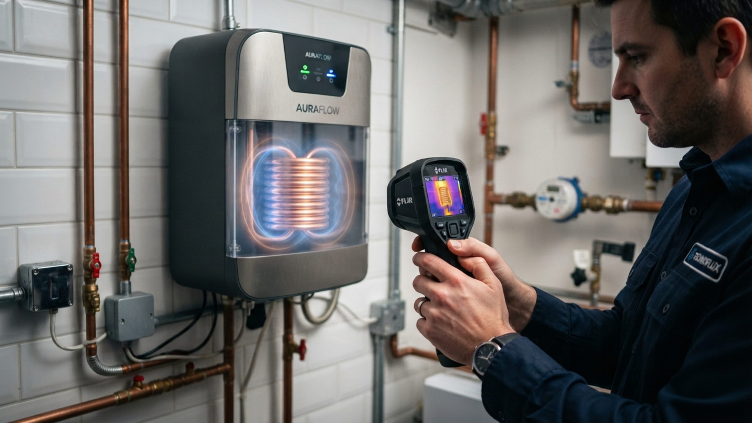 o novo sistema elétrico por indução esquenta a água do encanamento instantaneamente, gasta menos luz e cabe dentro da parede