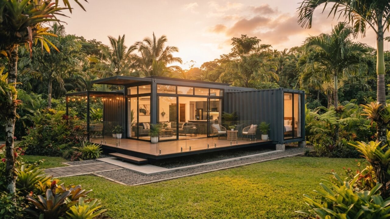 Casas dobráveis de contêiner chegam prontas de fábrica com mobília e podem ser “desdobradas” no terreno com um guindaste em 40 minutos