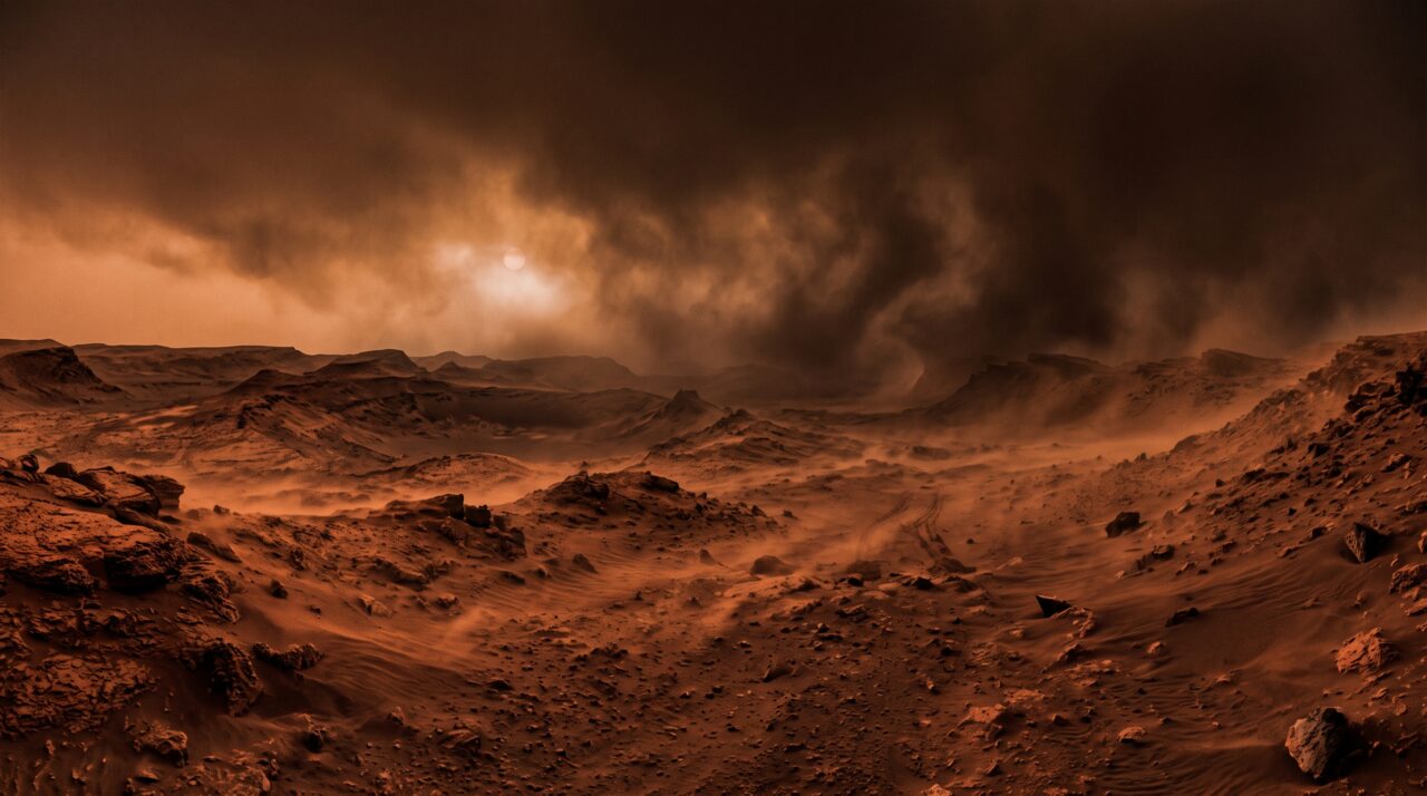 Em Marte, uma tempestade de poeira em 2018 cresceu a ponto de cobrir todo o planeta, bloqueando a luz solar por meses e esgotando os painéis solares do rover Opportunity até que ele silenciasse