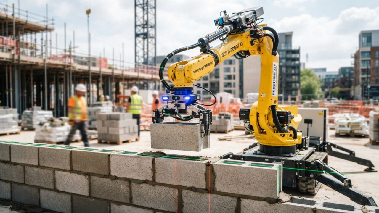 a máquina capaz de assentar até 3.000 tijolos por dia com precisão milimétrica e sem desperdício de argamassa