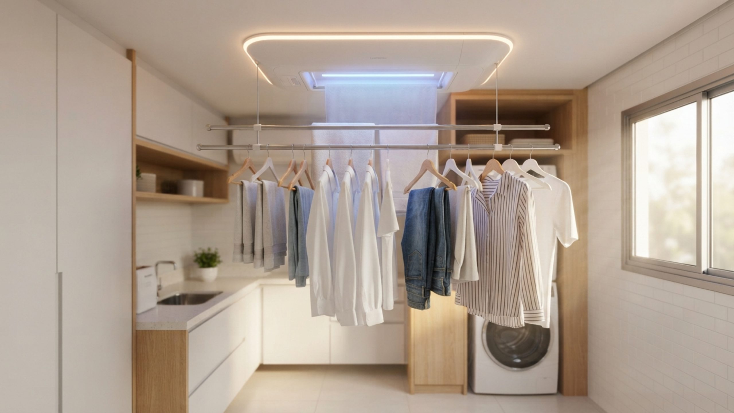 nova opção secadora de teto com luz UV elimina bactérias não estraga roupas e está virando tendência nas lavanderias brasileiras em 2026