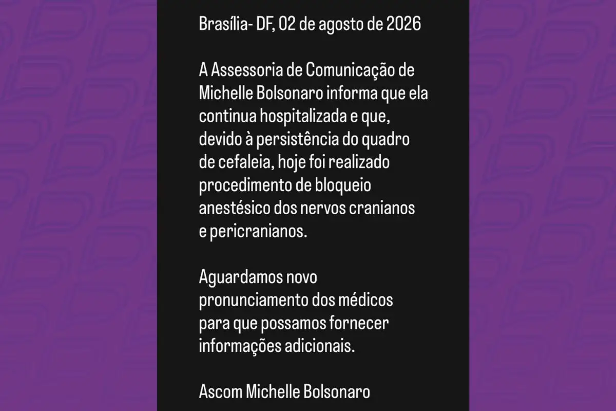Assessoria atualiza estado de saúde de Michelle Bolsonaro e revela procedimento após internação. (Foto: Reprodução/ Instagram)