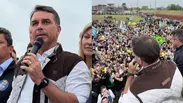 Flávio Bolsonaro faz comício em Porto Alegre e diz que Lula abandonou RS após enchentes em 2024